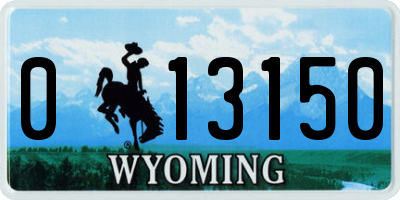 WY license plate 013150