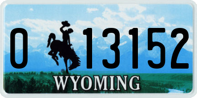 WY license plate 013152