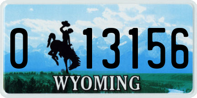 WY license plate 013156