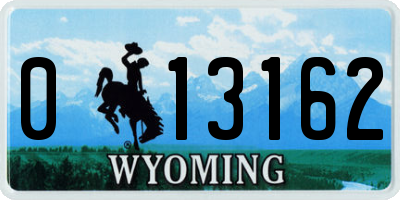 WY license plate 013162