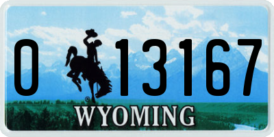 WY license plate 013167