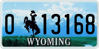 WY license plate 013168