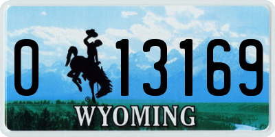 WY license plate 013169