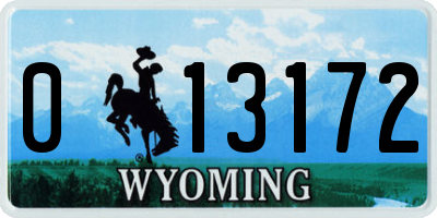 WY license plate 013172
