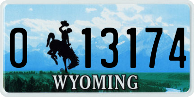 WY license plate 013174