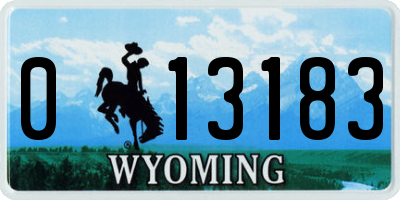 WY license plate 013183