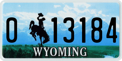 WY license plate 013184