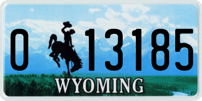 WY license plate 013185