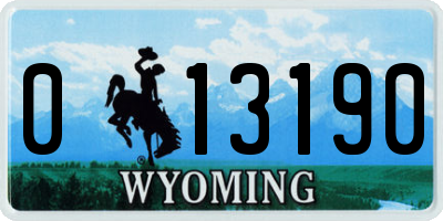 WY license plate 013190