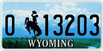 WY license plate 013203
