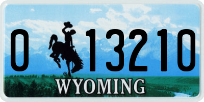 WY license plate 013210