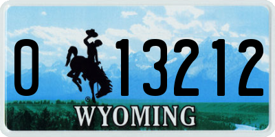 WY license plate 013212