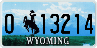 WY license plate 013214