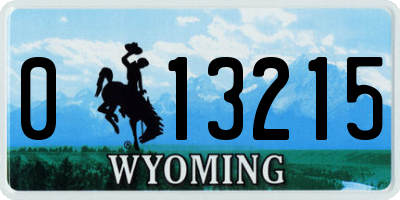 WY license plate 013215