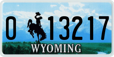 WY license plate 013217