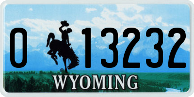 WY license plate 013232
