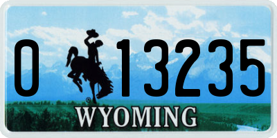 WY license plate 013235