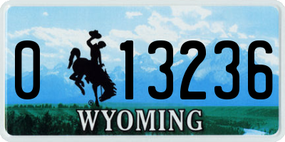 WY license plate 013236