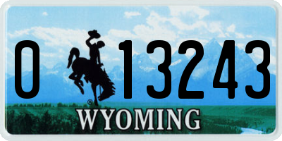 WY license plate 013243