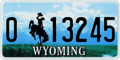 WY license plate 013245