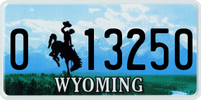 WY license plate 013250