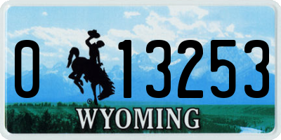 WY license plate 013253