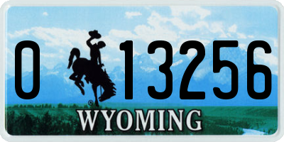 WY license plate 013256