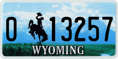 WY license plate 013257