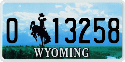 WY license plate 013258