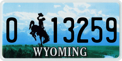 WY license plate 013259