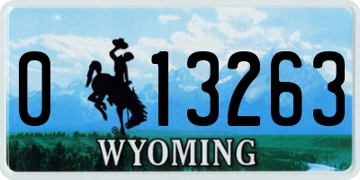 WY license plate 013263