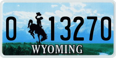 WY license plate 013270