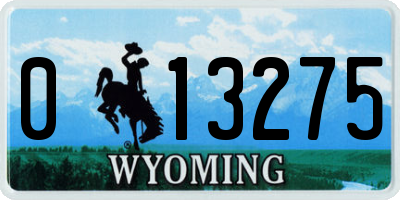 WY license plate 013275