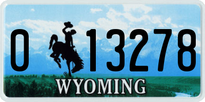 WY license plate 013278