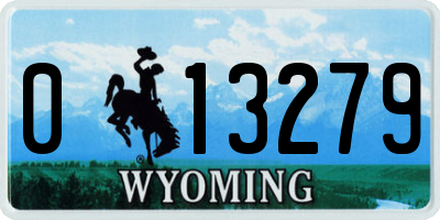 WY license plate 013279
