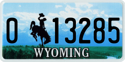 WY license plate 013285