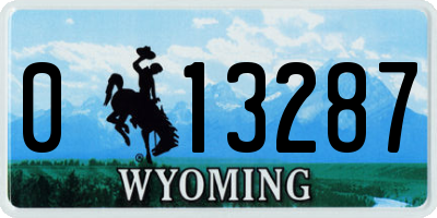 WY license plate 013287