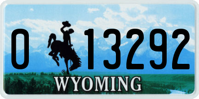 WY license plate 013292