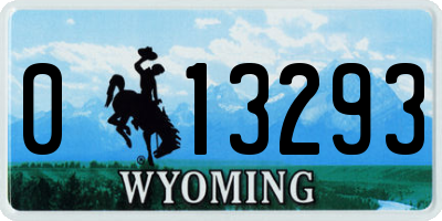 WY license plate 013293