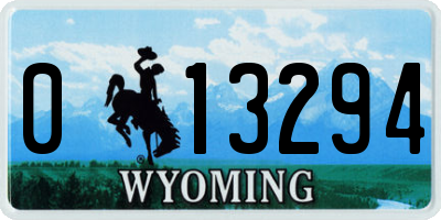 WY license plate 013294