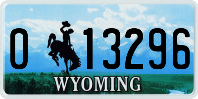 WY license plate 013296