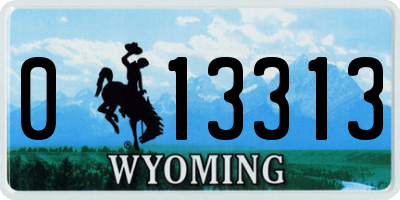 WY license plate 013313