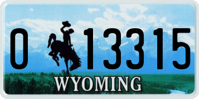 WY license plate 013315