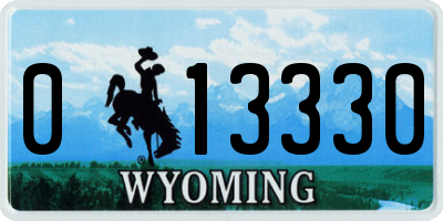 WY license plate 013330