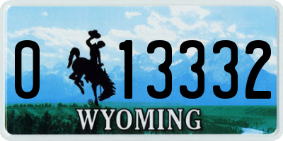 WY license plate 013332