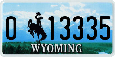 WY license plate 013335