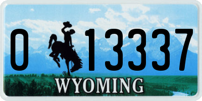 WY license plate 013337