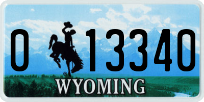 WY license plate 013340