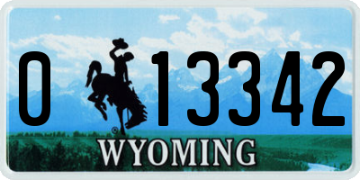 WY license plate 013342