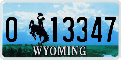 WY license plate 013347